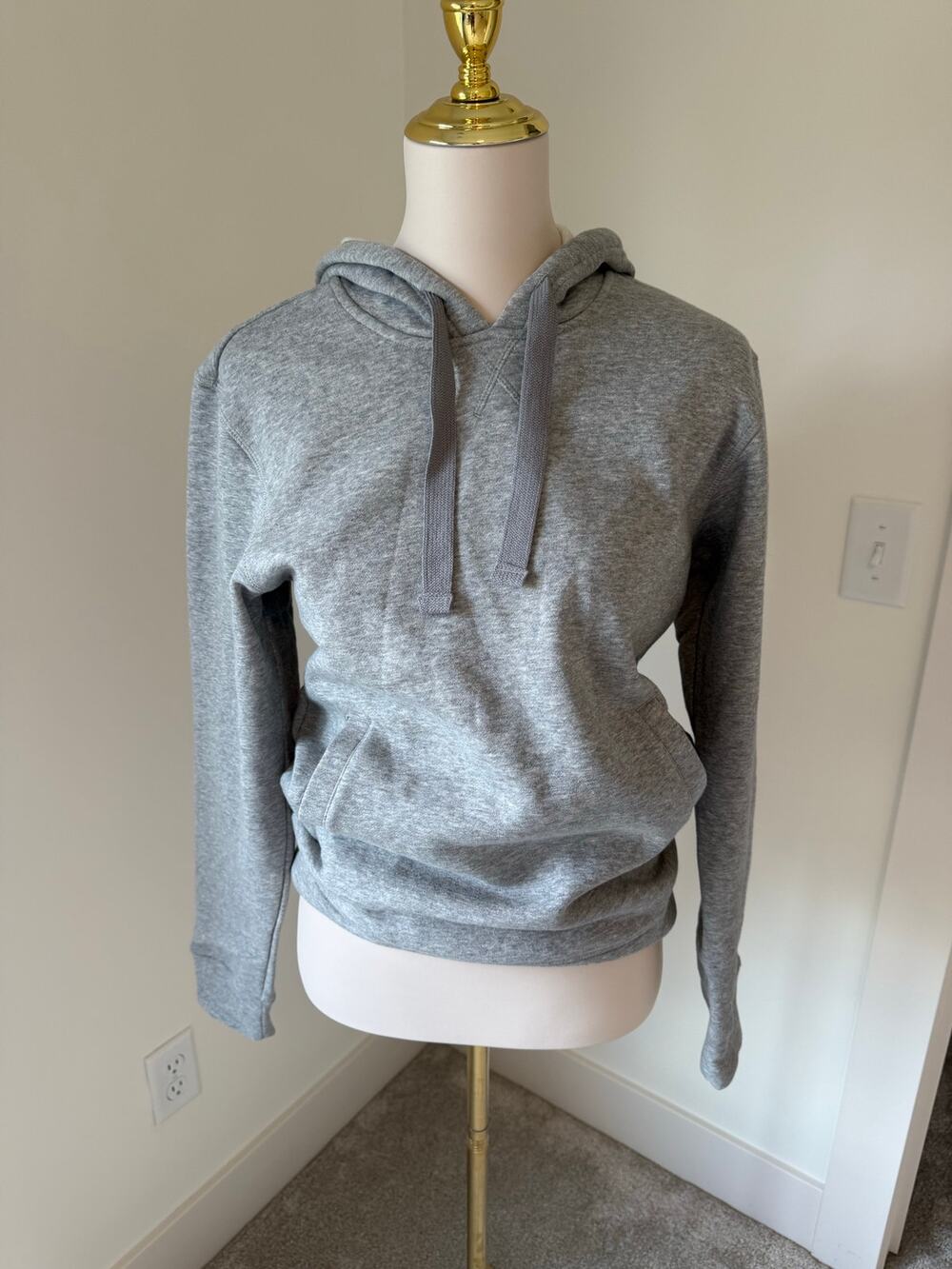 adidas Womens Cotton Heather Gray Pullover Hoodie Sweatshirt Streetwear Sz XS